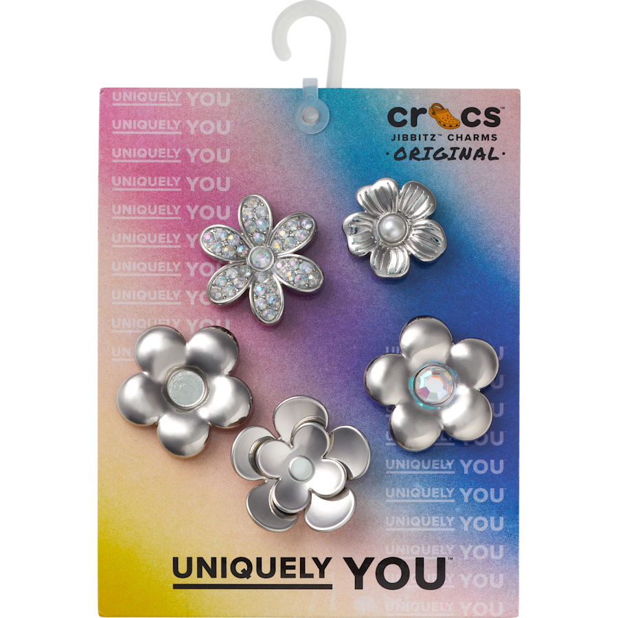 Monochrome Slvr Flwrs 5 Pack Jibbitz™ charms | Crocs Hot Sale