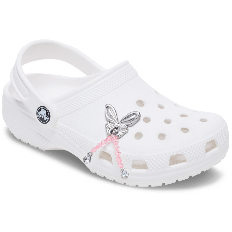 Silver Beaded Meta Butterfly Jibbitz™ charms | Crocs Trending