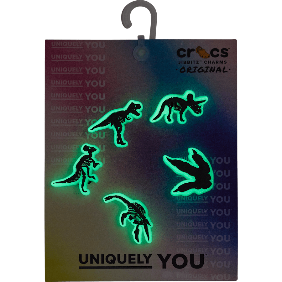 Glow In The Dark Dino 5 Pack Jibbitz Shoe Charm | Crocs Deals
