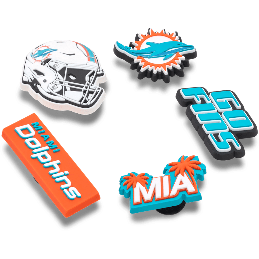 NFL Miami Dolphins 5 Pack Jibbitz Shoe Charm | Crocs Value