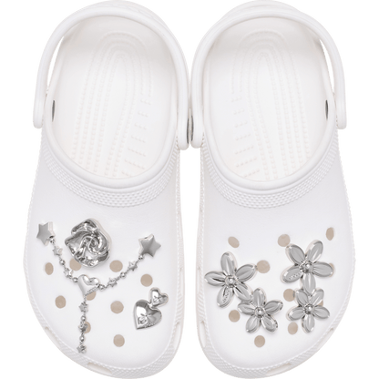 Silver Meta Floral 5 Pack Jibbitz™ charms | Crocs Popular