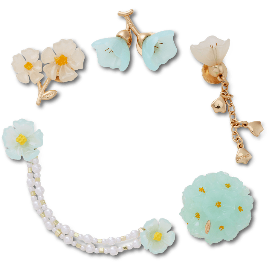Blue Dainty Floral 5 Pack Jibbitz™ charms | Crocs Quality