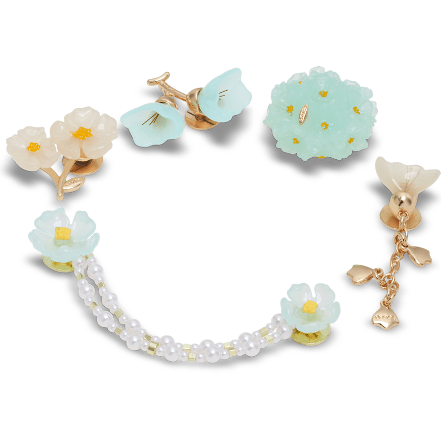 Blue Dainty Floral 5 Pack Jibbitz™ charms | Crocs Quality