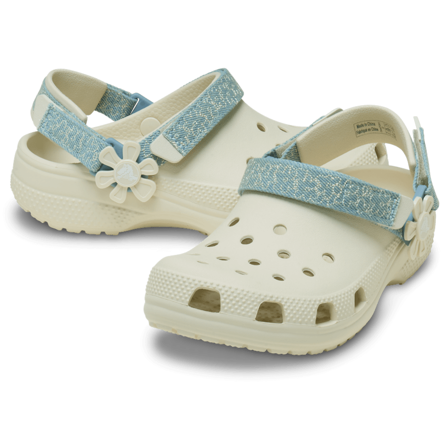 Kids’ Classic Denim Flower Adjustable Backstrap Clog | Crocs Essential