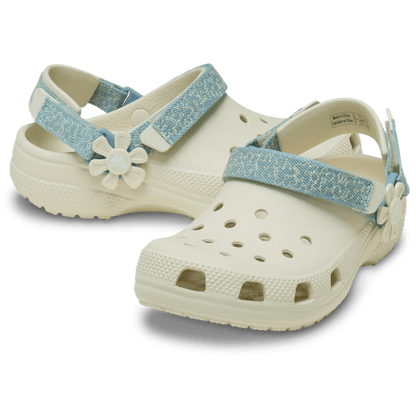 Kids’ Classic Denim Flower Adjustable Backstrap Clog | Crocs Essential